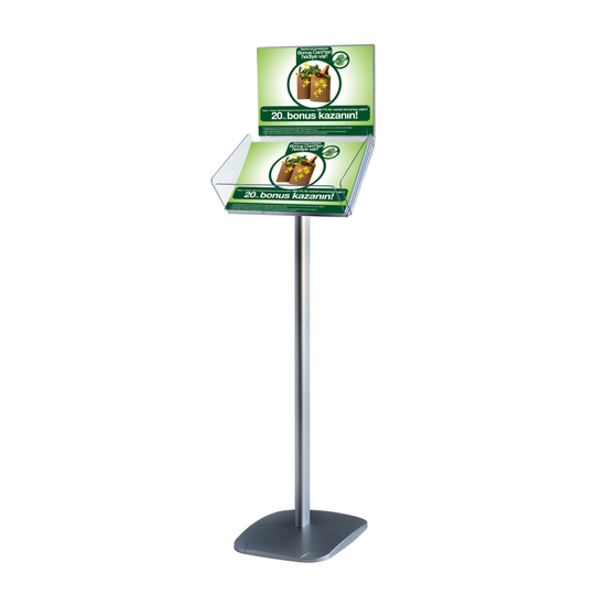 Bodenständer mit Topschild Plus A4 silber Querformat