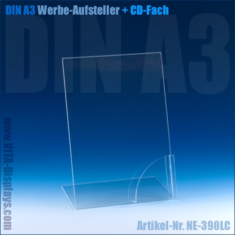 Werbeaufsteller L-Ständer A3 | Hochformat | mit CD-Fach