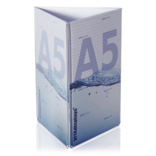 Dreieckständer / PLEXIGLAS®-Werbeaufsteller Hochformat A5