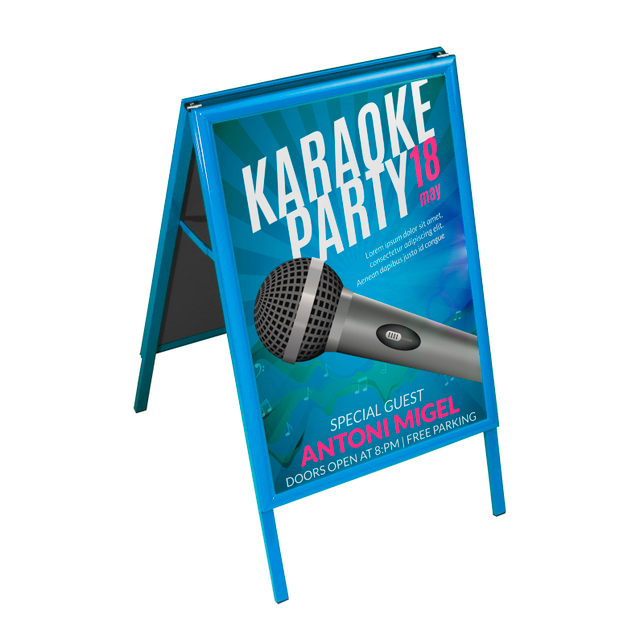 Farbige DIN A1 Kundenstopper / Werbeaufsteller A1 Hochformat blau