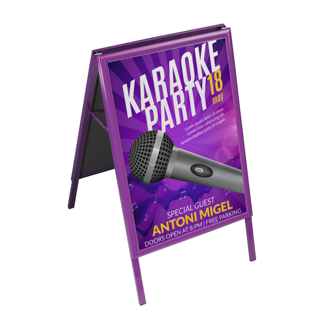 Farbige DIN A1 Kundenstopper / Werbeaufsteller A1 Hochformat violett