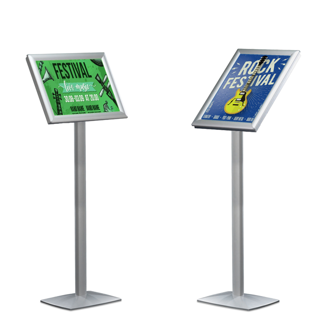 Infoständer silber A4 | Hochformat | Premium | nicht höhenverstellbar