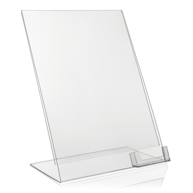 Werbeaufsteller L-Ständer A3 | Hochformat | mit Visitenkartenfach