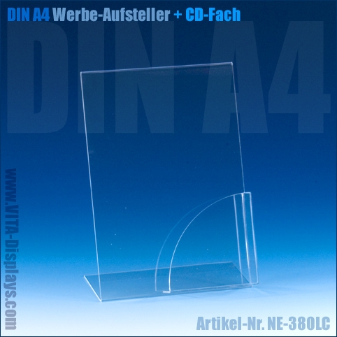 Werbeaufsteller L-Ständer A4 | Hochformat | mit CD-Fach