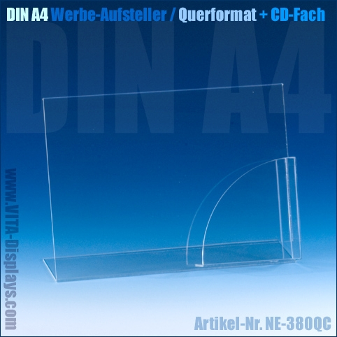 Werbeaufsteller L-Ständer A4 | Querformat | mit CD-Fach