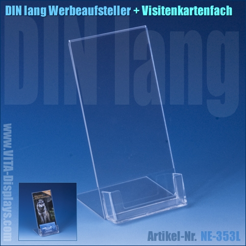 Werbeaufsteller L-Ständer DIN Lang | Hochformat | mit Visitenkartenfach