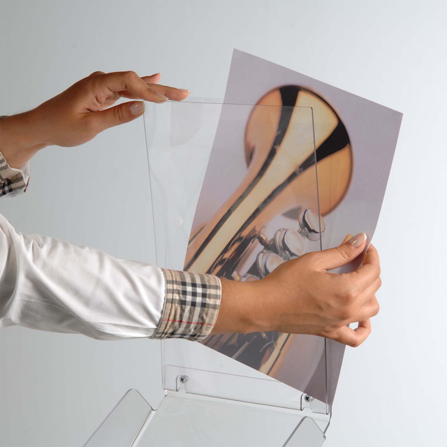 Bodenständer mit Topschild Plus A4 silber Hochformat