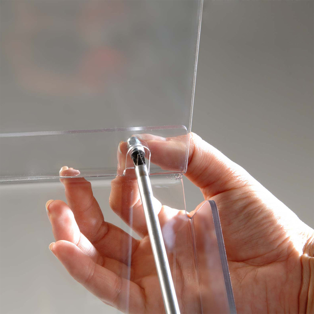 Bodenständer mit Topschild Plus A4 silber Querformat