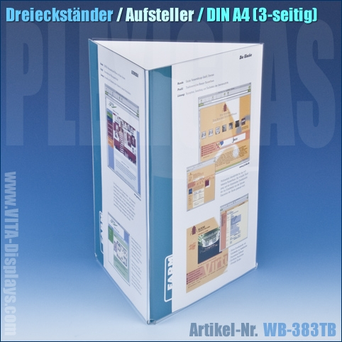 Dreieckständer / PLEXIGLAS®-Werbeaufsteller Hochformat A4