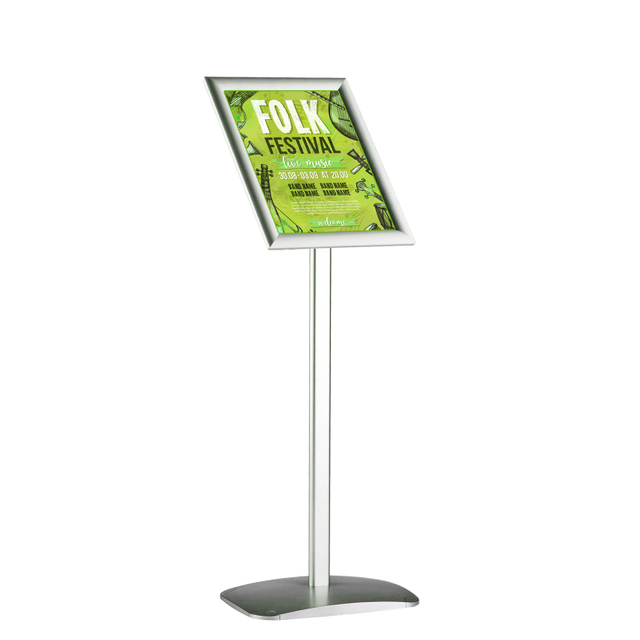 Infoständer silber A4 | Hoch- & Querformat | Gehrung | nicht höhenverstellbar