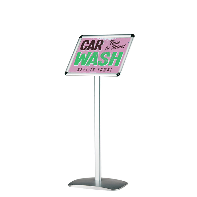 Infoständer silber A4 | Hoch- & Querformat | Rondo | nicht höhenverstellbar