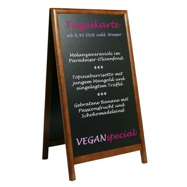 Kreidetafel Werbeaufsteller Hochformat 68x120cm | dunkelbraun