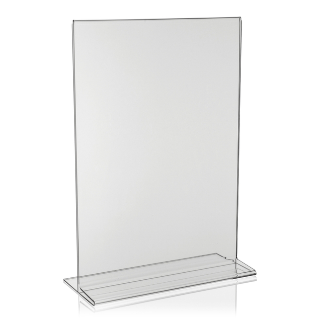 Tischaufsteller T-Ständer SOLUM aus PLEXGLAS® Hochformat A3