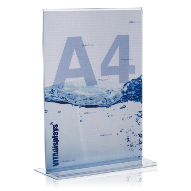 Tischaufsteller T-Ständer SOLUM aus PLEXGLAS® Hochformat A4