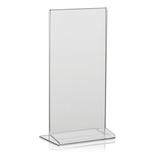 Tischaufsteller T-Ständer SOLUM aus PLEXGLAS® Hochformat DIN Lang