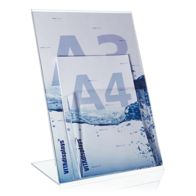 Werbeaufsteller L-Ständer A3 | Hochformat | mit A4 Fach