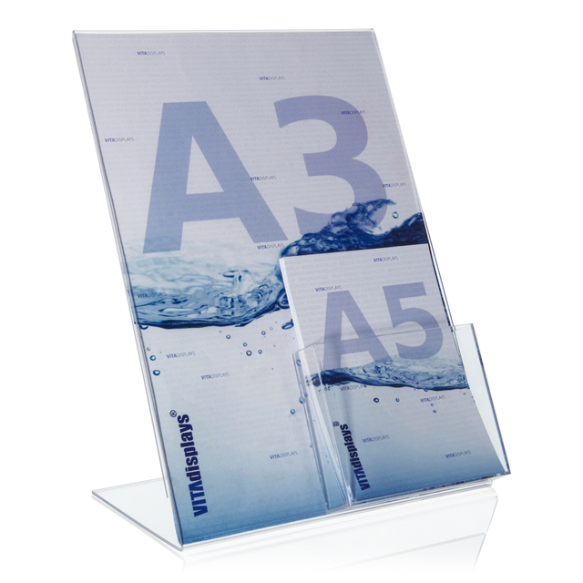 Werbeaufsteller L-Ständer A3 | Hochformat | mit A5 Fach