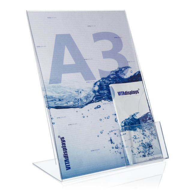 Werbeaufsteller L-Ständer A3 | Hochformat | mit A6 Fach