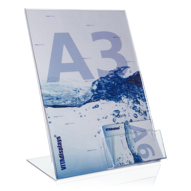 Werbeaufsteller L-Ständer A3 | Hochformat | mit A6 Fach