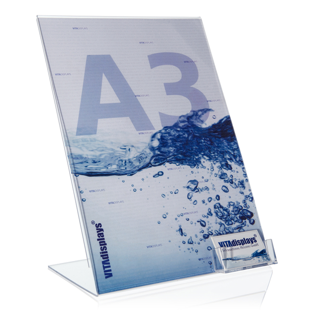 Werbeaufsteller L-Ständer A3 | Hochformat | mit Visitenkartenfach