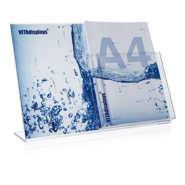 Werbeaufsteller L-Ständer A3 | Querformat | mit A4 Fach