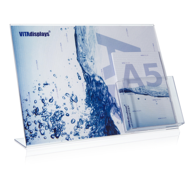 Werbeaufsteller L-Ständer A3 | Querformat | mit A5 Fach