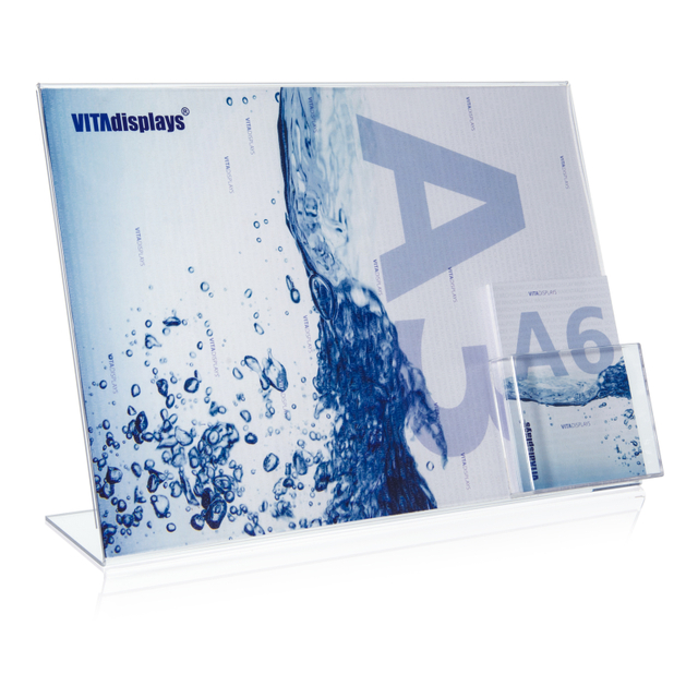 Werbeaufsteller L-Ständer A3 | Querformat | mit A6 Fach