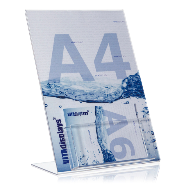 Werbeaufsteller L-Ständer A4 | Hochformat | mit A6 Fach