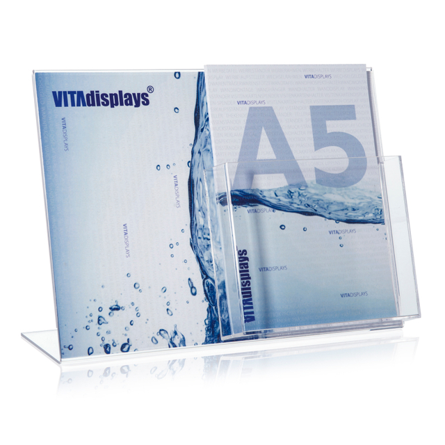 Werbeaufsteller L-Ständer A4 | Querformat | mit A5 Fach