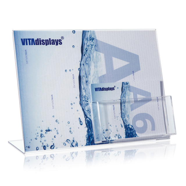 Werbeaufsteller L-Ständer A4 | Querformat | mit A6 Fach