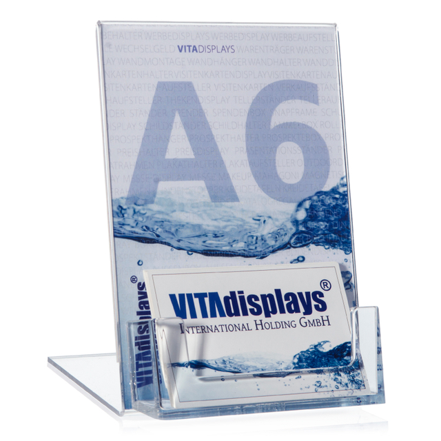 Werbeaufsteller L-Ständer A6 | Hochformat | mit Visitenkartenfach