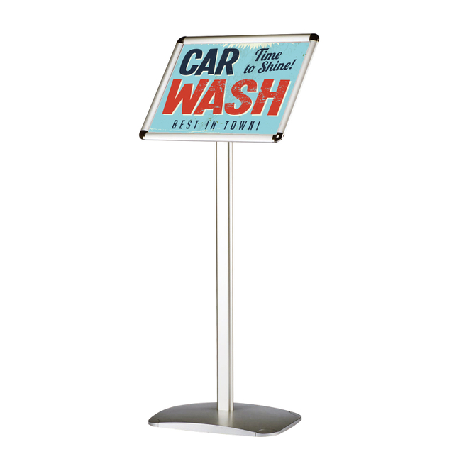 Infoständer silber A3 | Hoch- & Querformat | Rondo | nicht höhenverstellbar