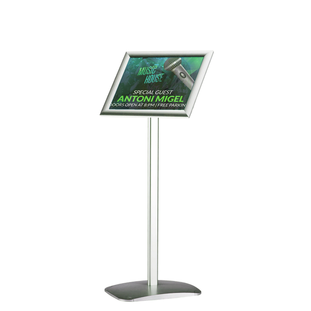 Infoständer silber A4 | Hoch- & Querformat | Gehrung | nicht höhenverstellbar