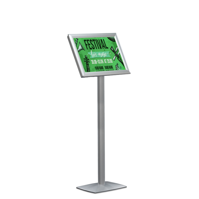 Infoständer silber A4 | Hochformat | Premium | nicht höhenverstellbar